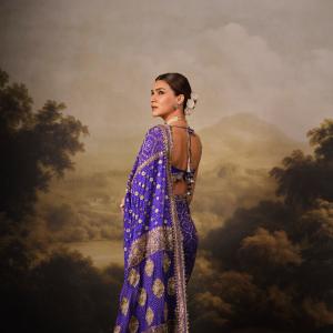 Kriti Sanon Stuns in Royal Blue Embellished Saree Look
