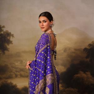Kriti Sanon Stuns in Royal Blue Embellished Saree Look