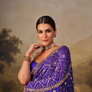 Kriti Sanon Stuns in Royal Blue Embellished Saree Look