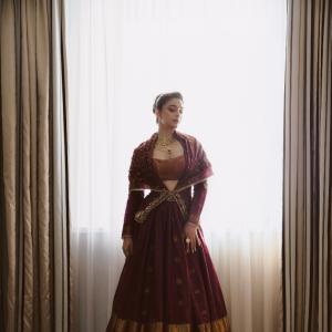 Keerthy Suresh Stuns in Wine-Maroon Silk Lehenga Look