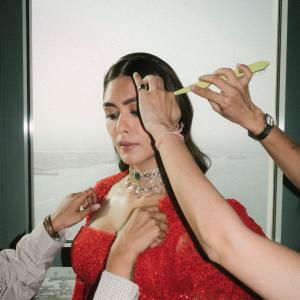 Mrunal Thakur Stuns in Red Corset-Style Traditional Look
