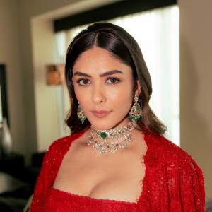 Mrunal Thakur Stuns in Red Corset-Style Traditional Look