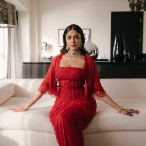 Mrunal Thakur Stuns in Red Corset-Style Traditional Look
