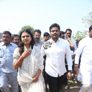 Manchu Manoj and Bhuma Mounika at Nandyala