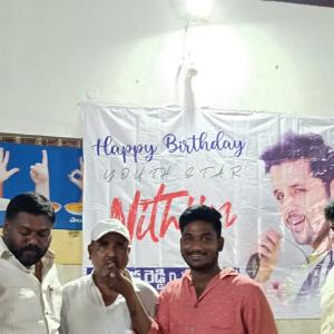 Nithin's birthday celebrations by fans