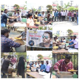Nithin's birthday celebrations by fans
