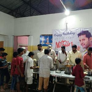Nithin's birthday celebrations by fans
