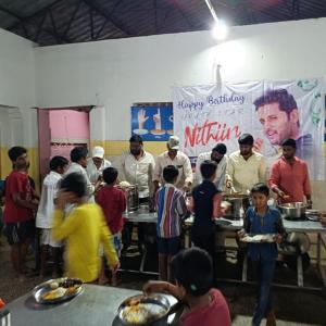 Nithin's birthday celebrations by fans