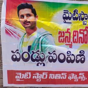 Nithin's birthday celebrations by fans