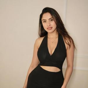 Actress Priyanka Kholgade Turns Heads in Bold Black Cut-Out Dress – Latest Glam Photos
