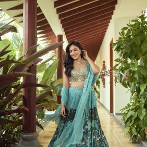 Actress Ritu Varma Dazzles in Mirror Work Blouse and Blue Lehenga – Latest Photos