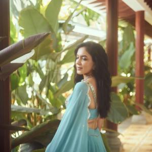 Actress Ritu Varma Dazzles in Mirror Work Blouse and Blue Lehenga – Latest Photos