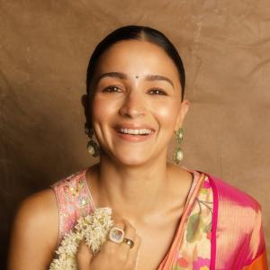 Actress Alia Bhatt Looks Stunning in Floral Silk Saree – Latest Photos