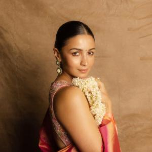 Actress Alia Bhatt Looks Stunning in Floral Silk Saree – Latest Photos