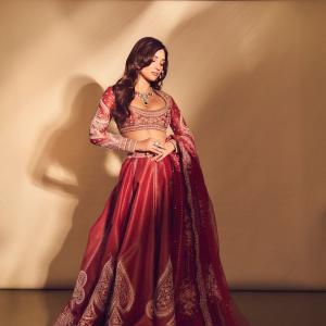Actress Akanksha Sharma Looks Royal in Maroon Lehenga – Latest Photos Go Viral