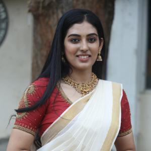 Actress Nishkala Glows in Traditional White and Gold Saree with Maroon Blouse – Latest Photos