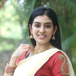 Actress Nishkala Glows in Traditional White and Gold Saree with Maroon Blouse – Latest Photos