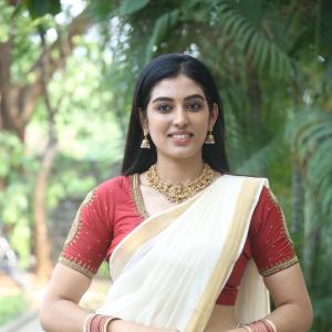 Actress Nishkala Glows in Traditional White and Gold Saree with Maroon Blouse – Latest Photos