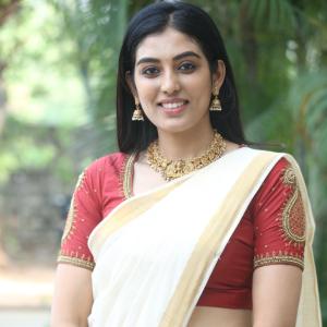 Actress Nishkala Glows in Traditional White and Gold Saree with Maroon Blouse – Latest Photos