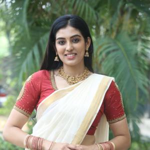 Actress Nishkala Glows in Traditional White and Gold Saree with Maroon Blouse – Latest Photos