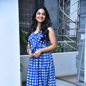 Actress Ivana Looks Fresh and Chic in Blue Checkered Dress | Latest Photos