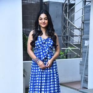 Actress Ivana Looks Fresh and Chic in Blue Checkered Dress | Latest Photos