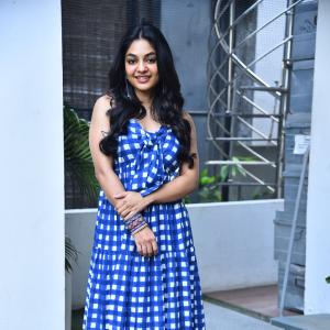 Actress Ivana Looks Fresh and Chic in Blue Checkered Dress | Latest Photos