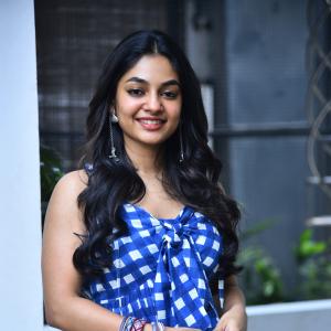 Actress Ivana Looks Fresh and Chic in Blue Checkered Dress | Latest Photos