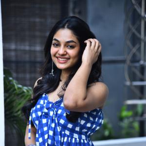 Actress Ivana Looks Fresh and Chic in Blue Checkered Dress | Latest Photos