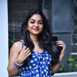 Actress Ivana Looks Fresh and Chic in Blue Checkered Dress | Latest Photos