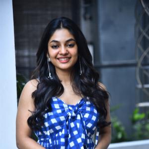 Actress Ivana Looks Fresh and Chic in Blue Checkered Dress | Latest Photos