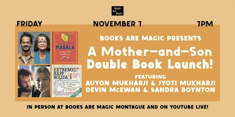 Mother-Son Double Book Launch: Heartland Masala; Extremely Happy Holidays