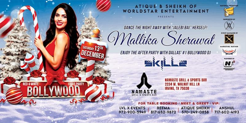 Bollywood Red & White X-Mas Party with Mallika Sherawat- Dallas, TX