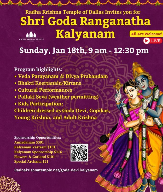 Celebrate Sri Goda Ranganatha Kalyanam at Radha Krishna Temple of Dallas