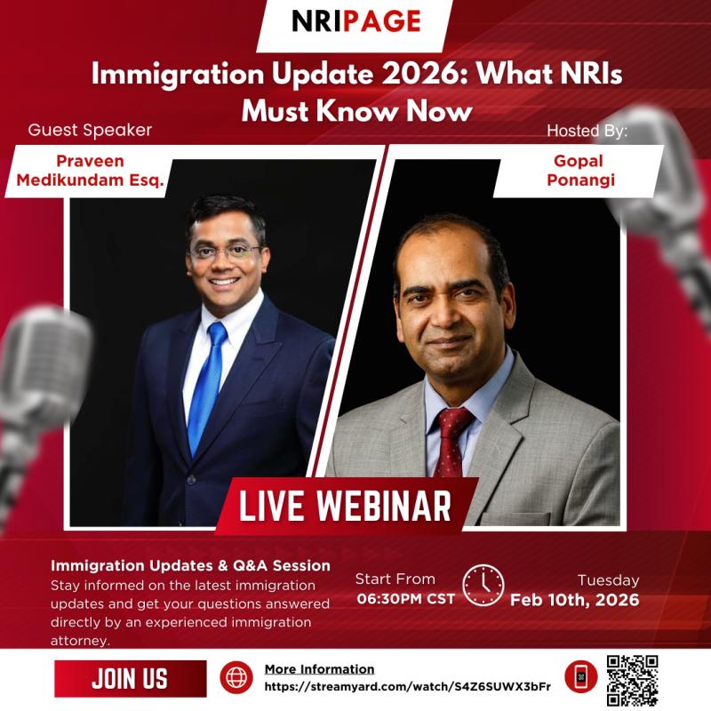 NRI Page Presents: Live Webinar on U.S. Immigration Updates 2026
