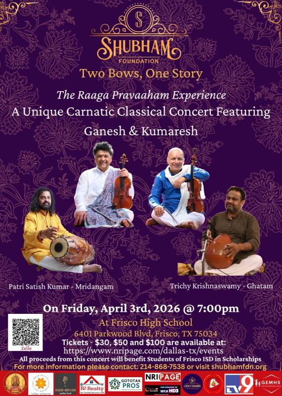 Shubham Foundation Presents: Two Bows, One Story – Raaga Pravaaham Live in Frisco