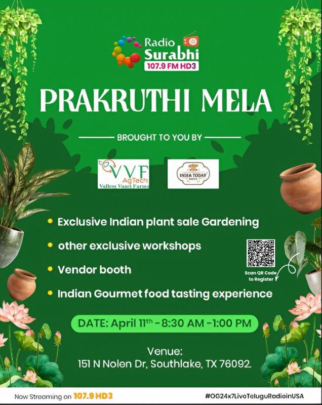 Radio Surabhi – Prakruthi Mela: Exclusive Indian Plant Sale & Food Tasting in Southlake