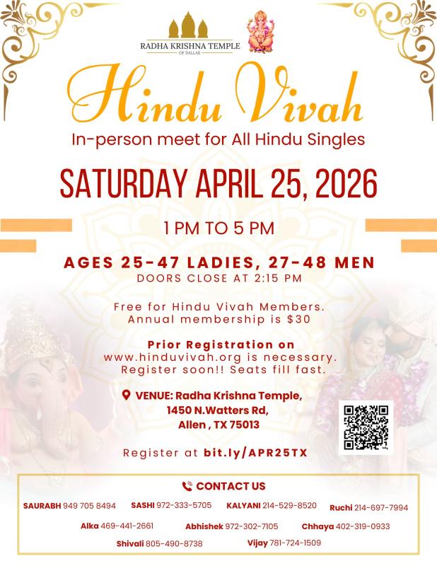 Hindu Vivah 2026: In-Person Matrimony Event for Hindu Singles