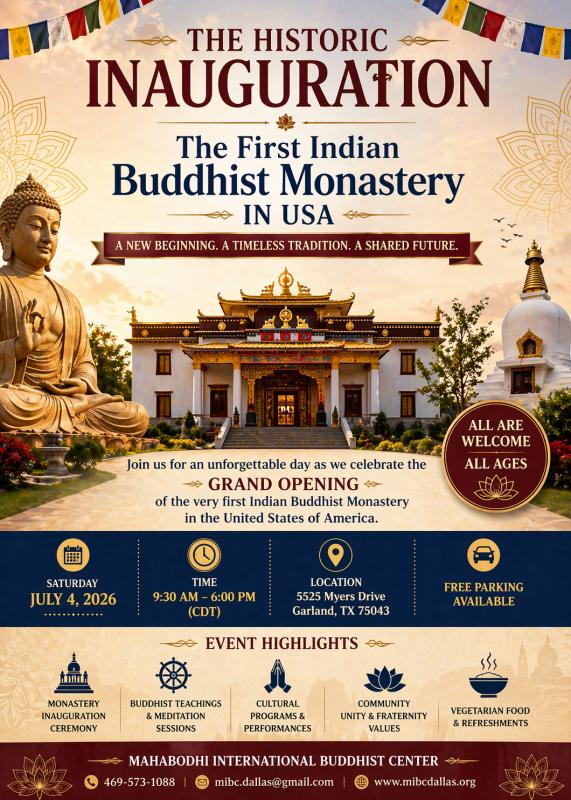 The Historic Inauguration: The First Indian Buddhist Monastery in USA