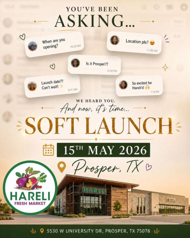 Hareli Fresh Market Prosper TX – Soft Launch on 15th May 2026