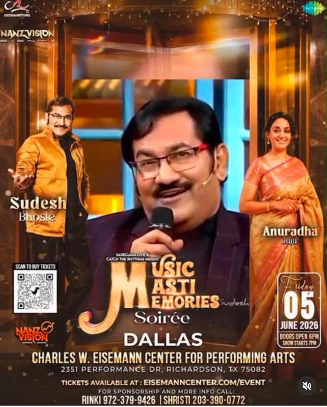 Music Masti Memories Soiree Dallas 2026   Sudesh Bhosle & Anuradha Juju Live