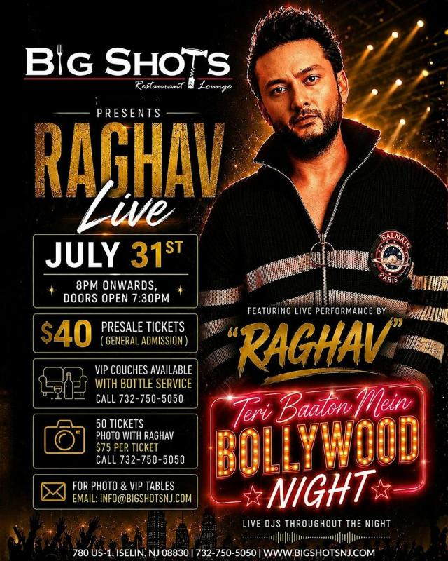 Raghav Live – Teri Baaton Mein Bollywood Night - Jersey City, NJ