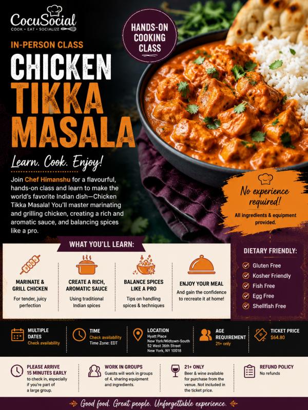 In-Person Class  Chicken Tikka Masala(NYC) - Jersey City, NJ