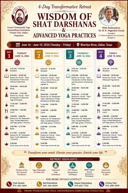 Wisdom of Shat Darshanas & Advanced Yoga Practices   4-Day Transformative Retreat in Dallas