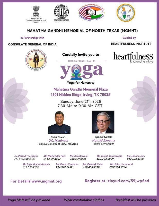 International Day of Yoga 2026 hosted by MGMNT and Heartfulness - Dallas, TX