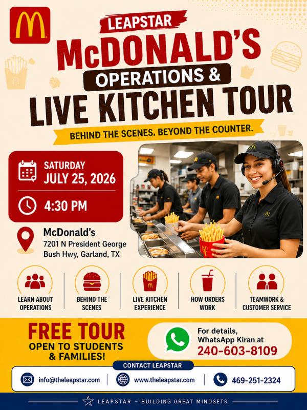 Leapstar Free McDonald’s Operations and Live Kitchen Tour