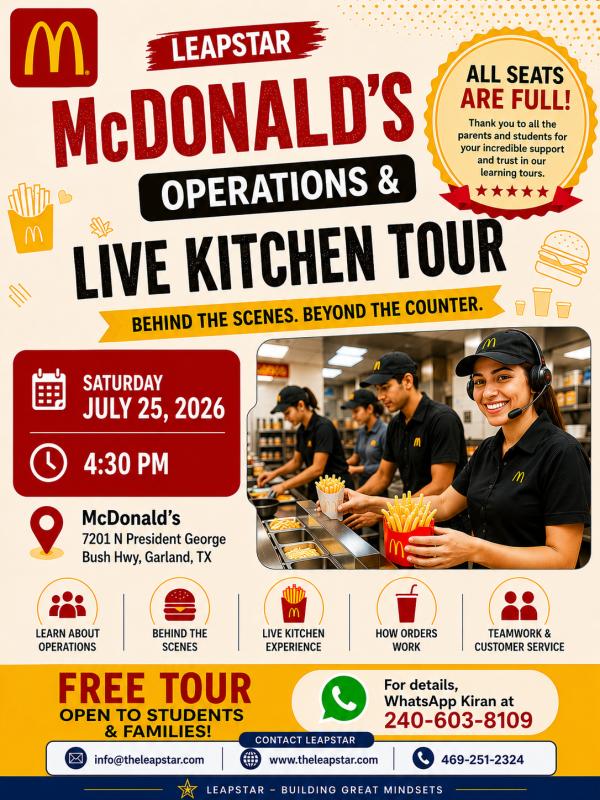 Leapstar Free McDonald’s Operations and Live Kitchen Tour