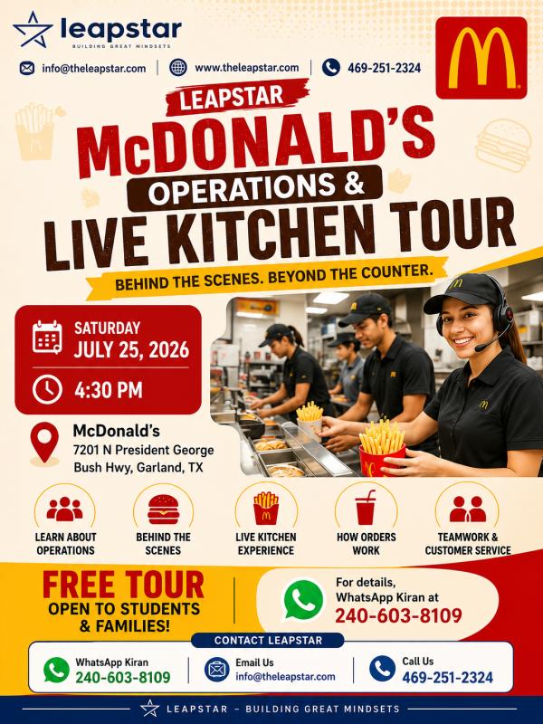 Leapstar Free McDonald’s Operations and Live Kitchen Tour