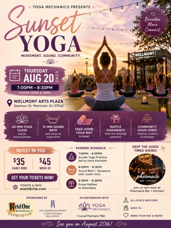 Sunset Yoga with Yoga Mechanics  Aug 20th, 2026 - Jersey City, NJ