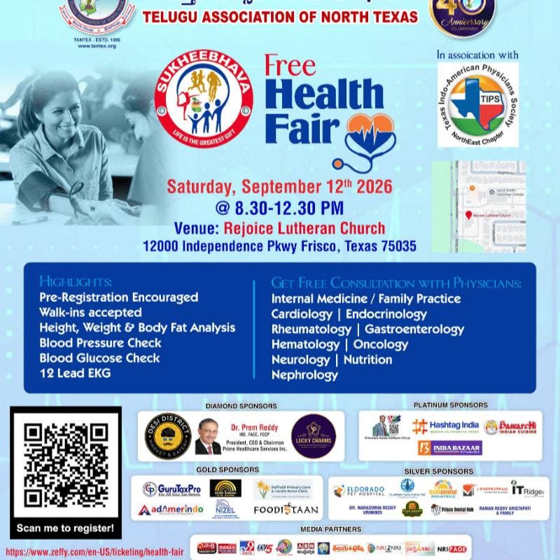 Free Health Fair in Frisco by TANTEX and TIPS on September 12